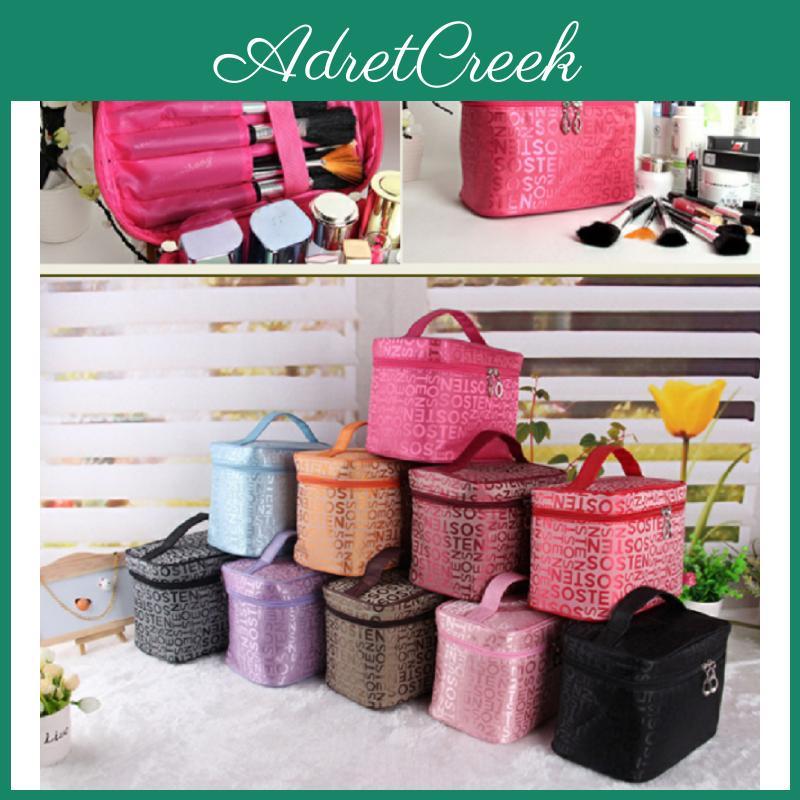 Sweet Fresh Style Large Capacity Travel Cosmetic Bag Portable Storage Case With Alphabet Design In Multiple Colors