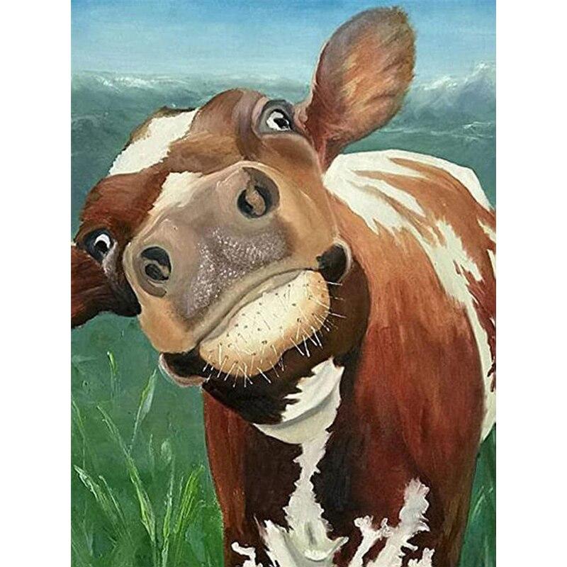 Noua pictură cu diamant 5D bricolaj, bovine, broderie cu diamante, animale, punct de cruce, găurit rotund complet, meșteșuguri, decorațiuni pentru acasă, cadou manual