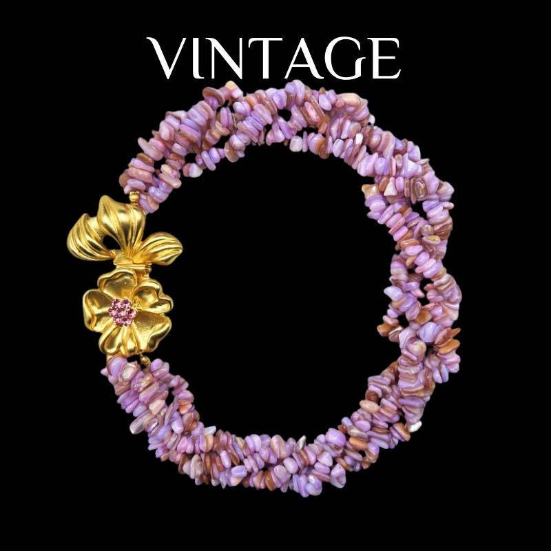Vintage Heavy Industry Collarbone Pink Purple Shell Necklace Niche Fashion