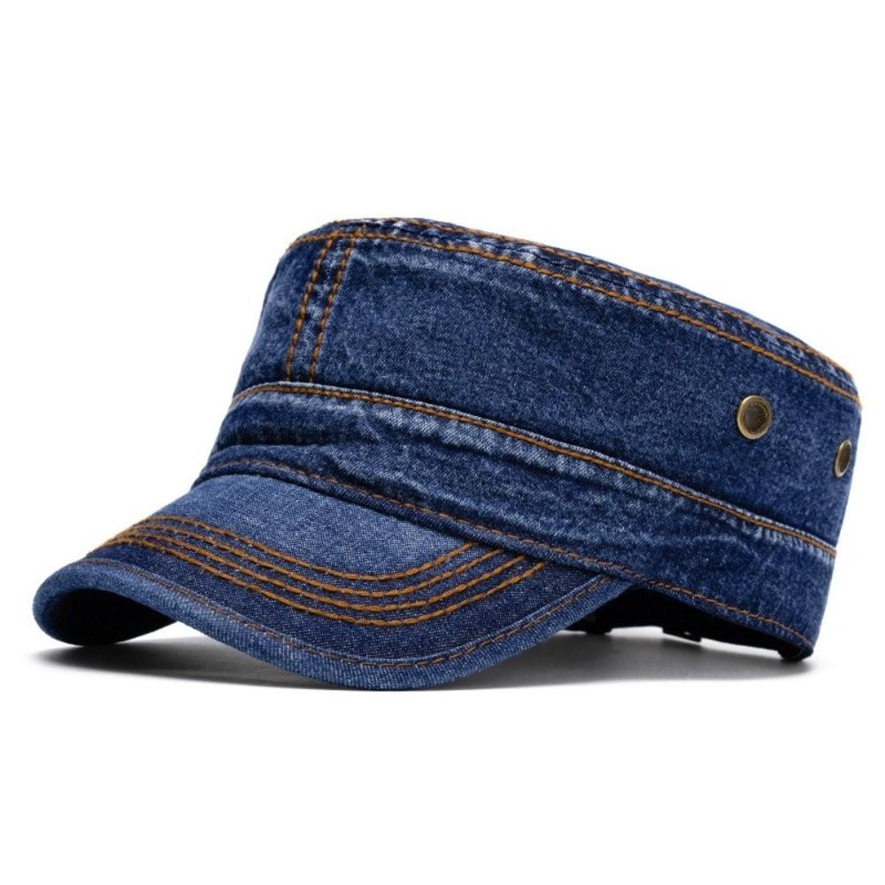 

Vintage Washed Cotton Peaked Visor Hat Flat Top Adjustable Trucker Hat Breathable Soft Baseball Cap темно-синього кольору