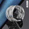 925 Sterling Silver Cross Woven Open Ring Fashion Wedding Jewelry