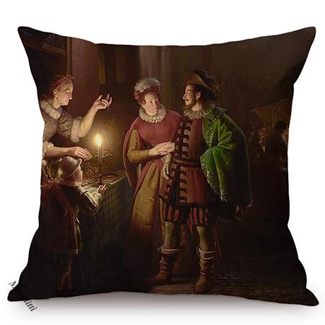 Classic Renaissance Oil Painting Art Throw Pillow Case Europe Vintage Elegant Lady Woman Portrait Sofa Decoration Cushion Cover