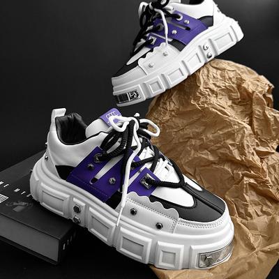 Punk Style Men's Sneakers 2025 Designer Height Increase Platform Shoes High Quality Leather Casual Shoes for Men Skateboard Shoe