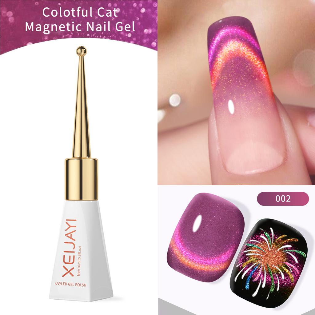 10ML 3D Effect Magnetic Cat Eye Gel Nail Polish Long Lasting Salon Quality Galaxy Firework & Shifting Sand Nail Art UV/LED Cured