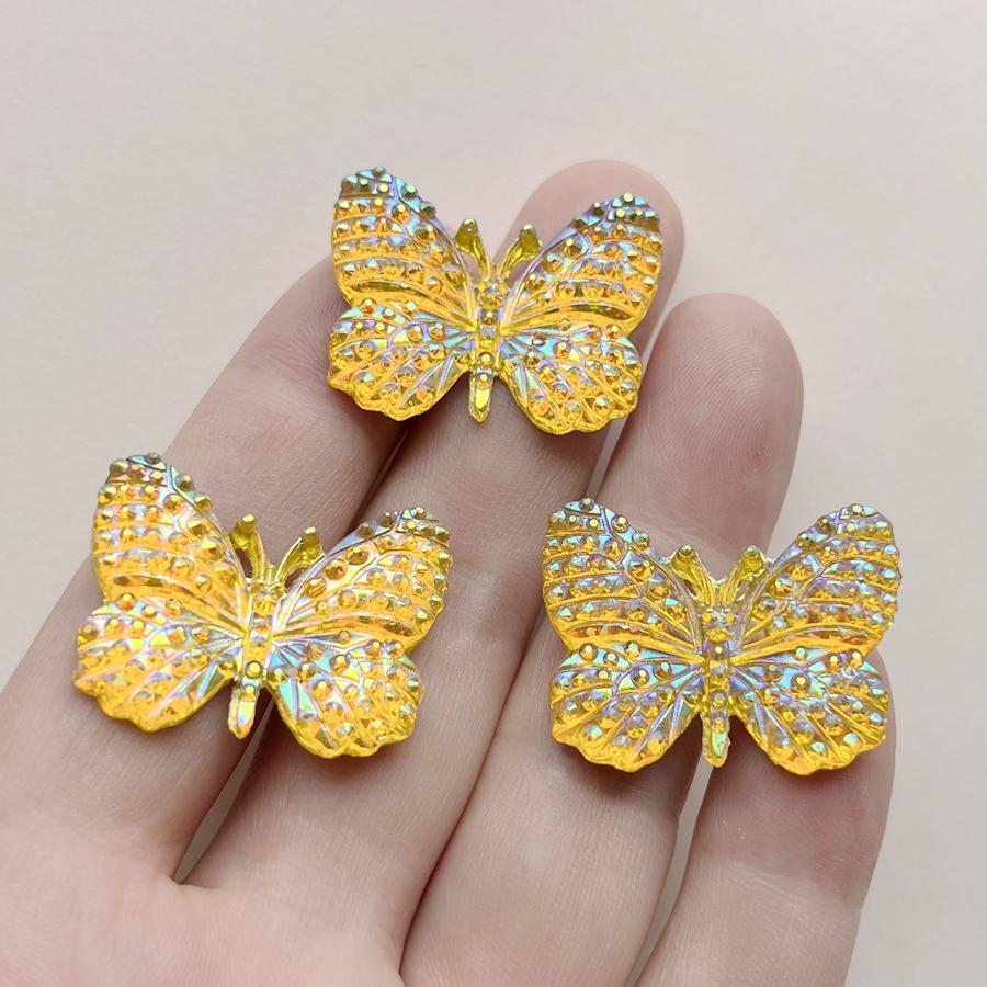 New 30*23mm  AB color Resin Butterfly Rhinestone diy hair accessories Flat back Scrapbook Flat back wedding decoration 10pcs/lot