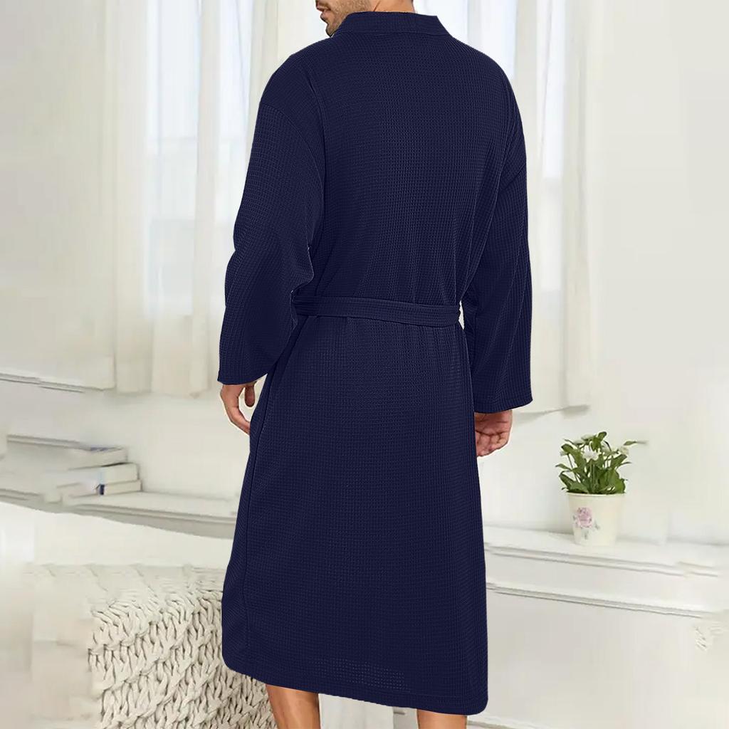 Men's  Weave Bathrobe,robe, Lightweight Nightgown, Long Loungewear, Hotel Leisure Bathrobe