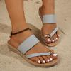 Fashion Casual Metal Decoration Clip Toe Slippers Women 2025 Summer Vintage Soft Sole Beach Shoes Plus Size Low Heels Slip On Sandals