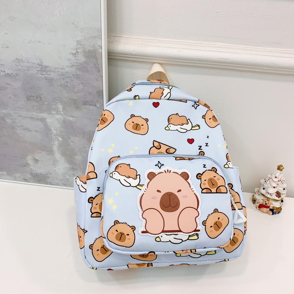 Capybara Cartoon Printting Backpack School Bag For Cute Kids Breathable Gift