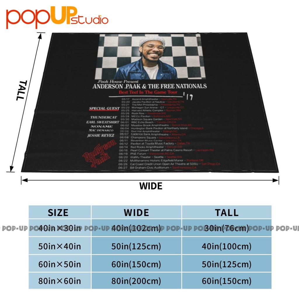 Anderson Paak World Tour 2019 Rap Hip Hop Ultra-Soft Blanket Quilt Winter Sofa Cover Bed Covers