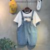 C S In The Room buCkle adjuStable Denim Overall ShortS C