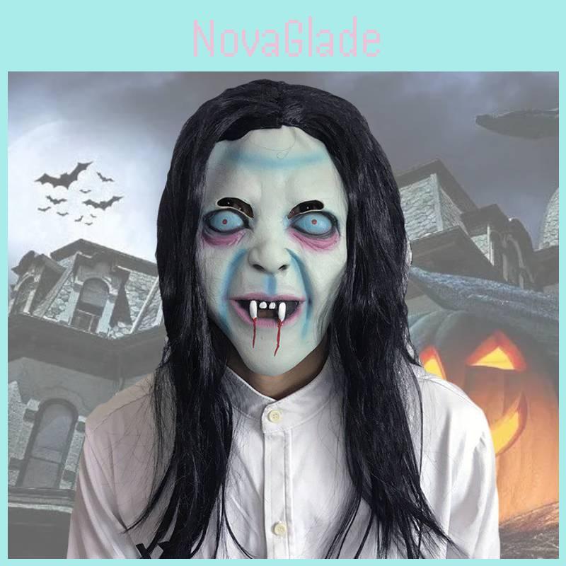 Scary Long Haired Witch Mask Creepy Ghost Face For Halloween Party Or Cosplay Events