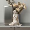 Kneeling Pray Girl Figurine 3D Printed Hooded Cowl Praying Women Statue Sculpture Home Office Desktop Religious Ornament