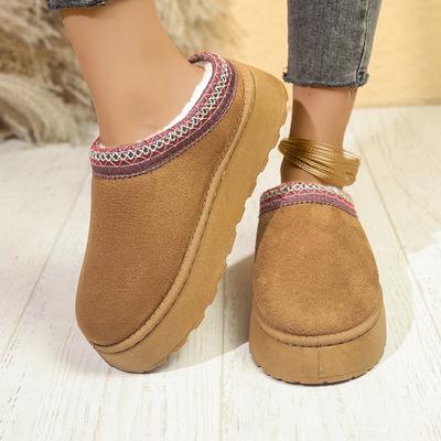 Snow Boots for Women 2024 Winter New Cashmere Warm Thick Soles Without Heel-covered Hair Half Slipper Cotton Shoes for Women