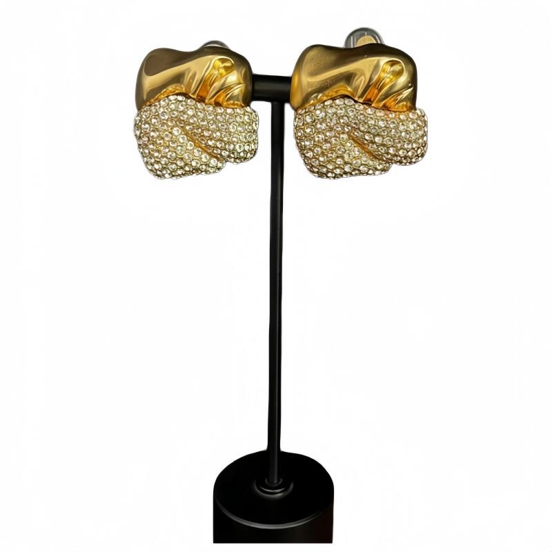 High-End Niche Rhinestone Alloy Earrings: Light Luxury Studs & Ear Clips