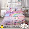 3D Blurry Color Glitter Plush Heart Duvet Cover Set, Breathable 100% Polyester Bedding with Zipper Closure, Machine Washable