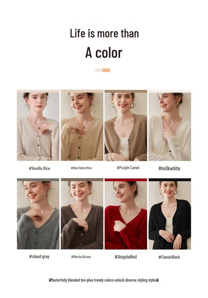 Women's 100% Cashmere V-Neck Cardigan – Autumn Fashion Knit Sweater Coat