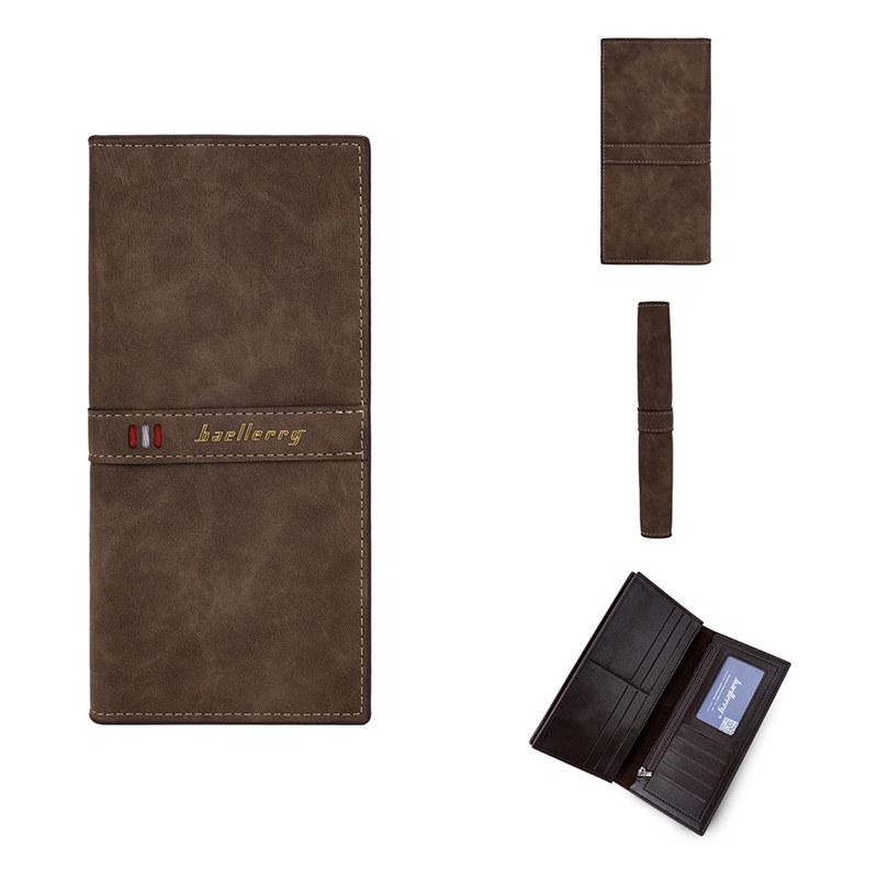 Baellerry RFID Protection Long Wallets Vintage Design Men Card Holder Safety Money Bags for Man Male Business Coin Purse Wallet