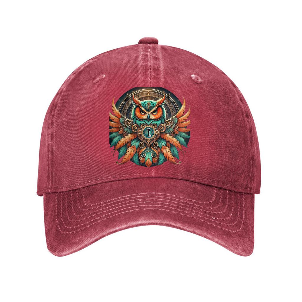 Steampunk Owl Graphic Baseball Cap Adjustable Cotton Washed Dad Hat Casual Outdoor Sun Protection