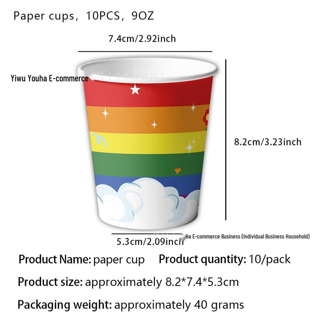 Rainbow Party Tableware Set: Neon Plates, Napkins, Tablecloth for Seven-Color Birthday Celebration