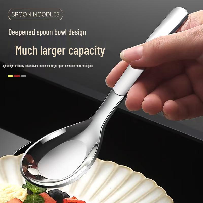 Children's 316L Stainless Steel Long Handle Flat Bottom Soup Spoon