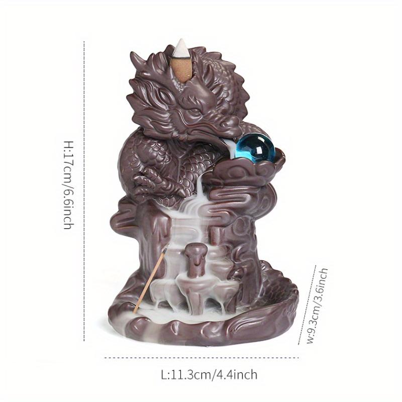 1pc Dragon Lucky Feng Shui Ball Ceramic Handicrafts Home Decorate Backflow Incense Burner Stick Holder Gifts (Without Incense)
