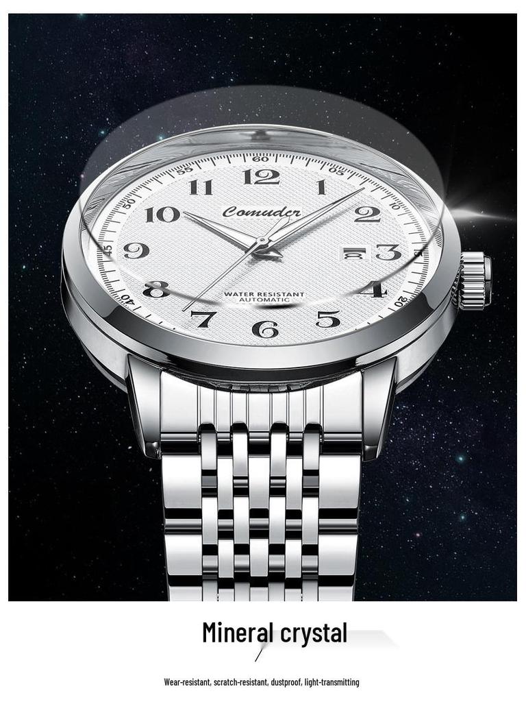 Men's Luminous Waterproof Automatic Skeleton Watch with Calendar