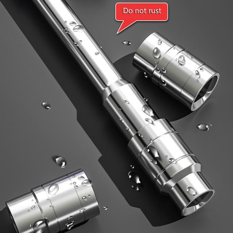 Rotating T Handle Wrenches with Sliding Levers and Interchangeable Heads for 1/2 3/8 1/4 Socket Solid High Carbon Steel