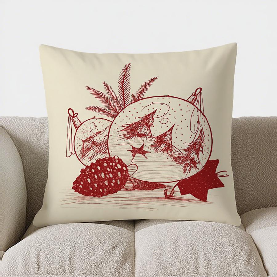 Home Decor Deer & Snowflakes Christmas Throw Pillow Cover Pattern Cushion Cover Suitable For Sofa Bedroom Car Pillow Cover