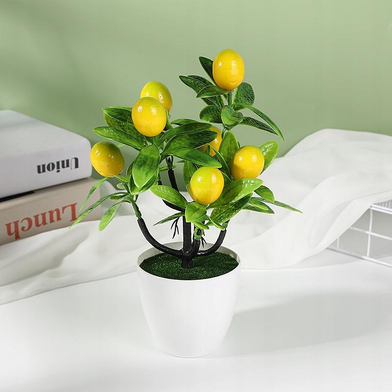 Artificial Lemon Tree Artificial Plant 18X24Cm Nice Bonai Flowerpot