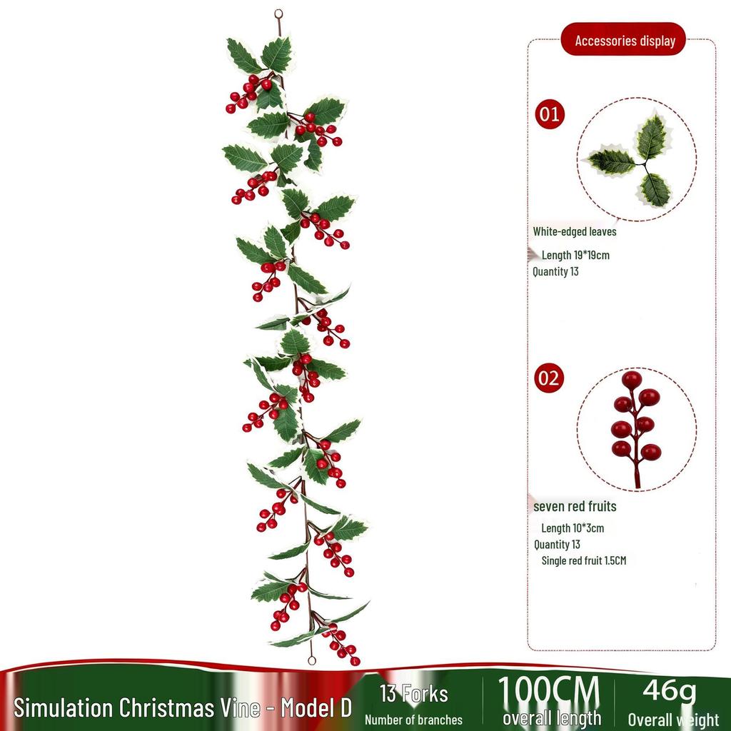 Red Berry Christmas Vine Home Decoration - Festive Party Garland