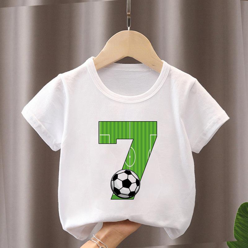 Summer New Boys Girls Football T Shirts Birthday Shirt 1-12 Years Boy Soccer Sport T-Shirt For Kids Birthday Gift Tshirt Tops