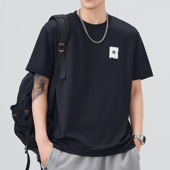 Herren Aktuelles Sommer Bequeme Passform Rundhals Kurzarm T-Shirt Dünnes Bedrucktes Kurzes T-Shirt