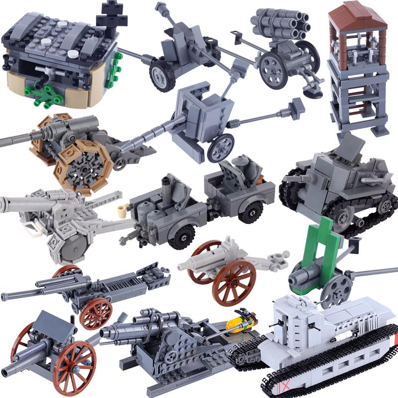 Bai Fen Bai Toys Unisex Kids Ww1 Ww2 Military Weapons Building Blocks Army Soldiers Figures Rocket Guns Blockhouse Pak60 Artillery Tank Bricks Kids Toys Gift
