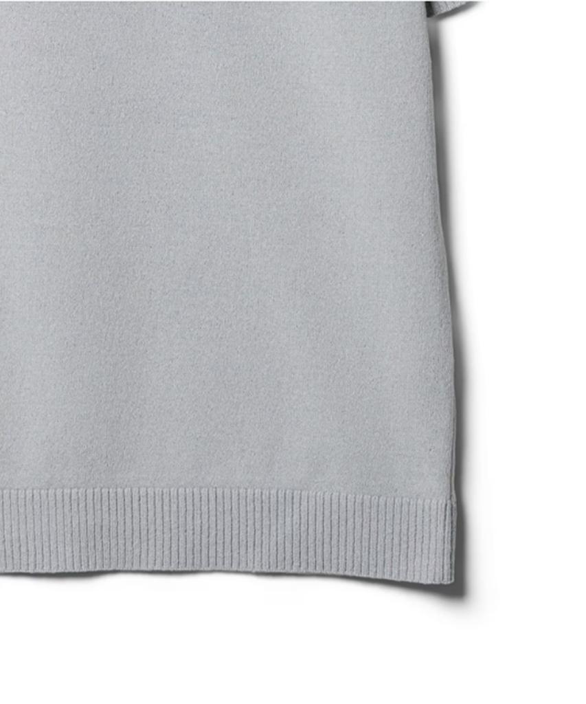 Hejiseu [His] Gray Cool Linen Short Sleeve Collared Knit