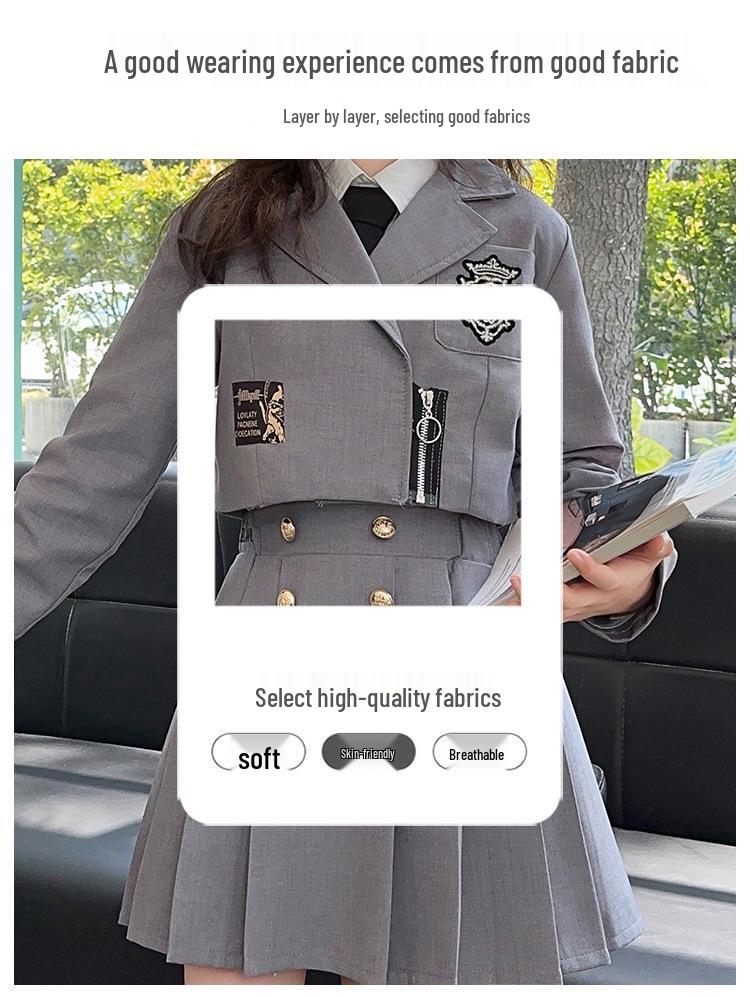 Höst 2025 Flickors Trendiga JK Uniform Kjolset - Akademi-stil Tvådelat för Mellan- och Stora Barn