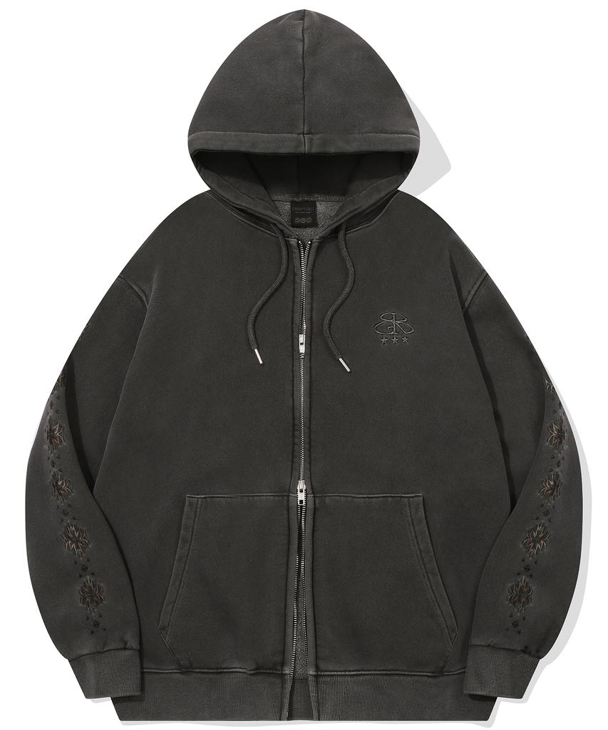 Cpgn Studio [2-Way] Skirt Sleeve Pigment Hooded Zip-Up Smoked Black
