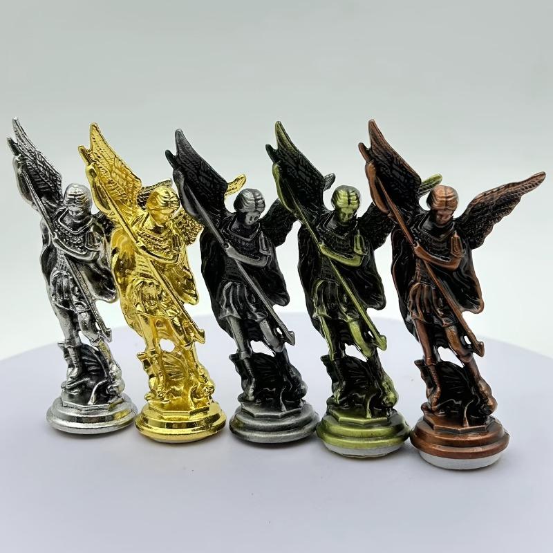 A Zinc Alloy Sculpture of St Michael The Archangel Vanquishing Satan Perfect As a Guardian Statue for Your for Family Room Or Desk