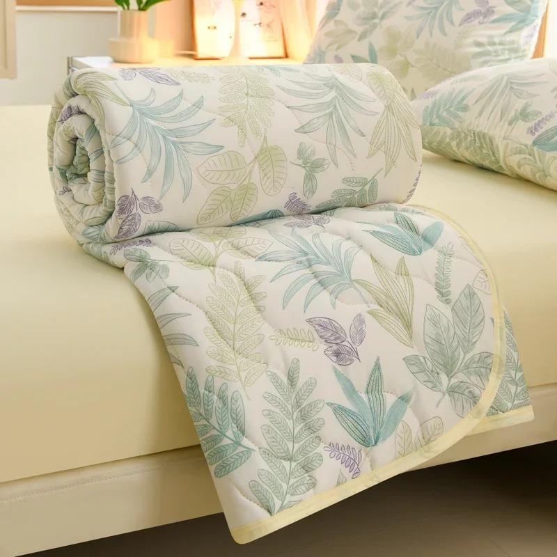 Knitted Thin Duvet 100x150cm 150x200cm Floral Print Quilt Soft Breathable Lightweight Summer Comforter Single Double Bed Blanket