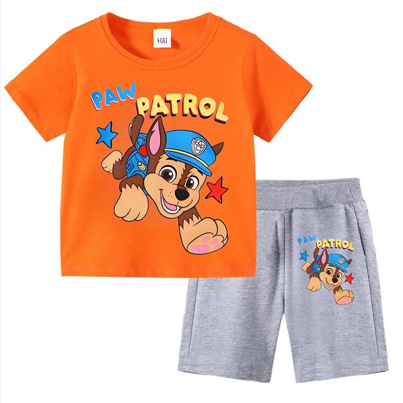 Paw Patrol Kids Set Boys Short Sleeve T-Shirt +Shorts 2-Piece Outfits Boys Cartoon Suit Casual Children Clothes For Summer