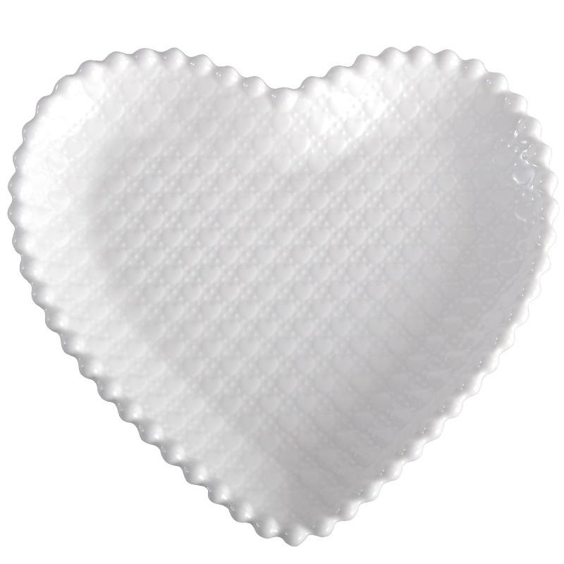 White Ceramic Heart Plate Delicate Salad Dessert Bowl Multi-Grid Snack Bowl Creative Peach Heart Cake Breakfast Plate Tableware
