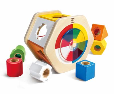 Hape Colorful Shape-Fitting Box, 14 X 20 X 18 Cm, for Ages 3 and Up, Wooden Pretend Play Toy, E0516