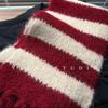 British Retro Red Rice Contrast Striped Soft Waxy Tassel Knitted Scarf for Women Korean Style Autumn and Winter To Keep Warm and Cold Proof