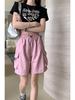 2025 Summer Korean-Style Elastic Waist Drawstring Casual Shorts: Versatile Women's Cargo Pants
