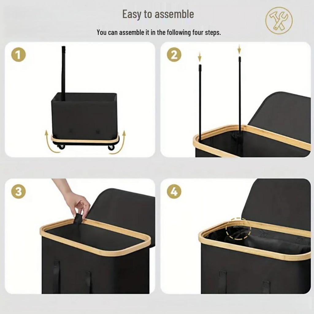 Cesta de Lavandería Plegable con Ruedas - Cesto de Gran Capacidad para Ropa y Artículos Varios