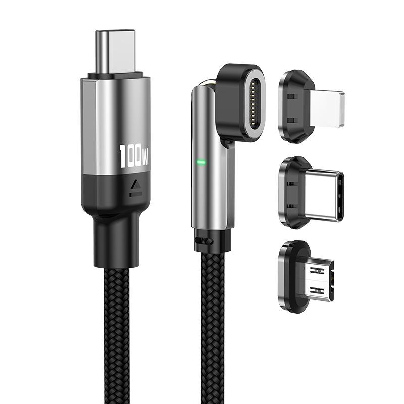 Magnetic 180° Rotating PD100W 3-in-1 Cable for Android, Apple Phones & Laptops