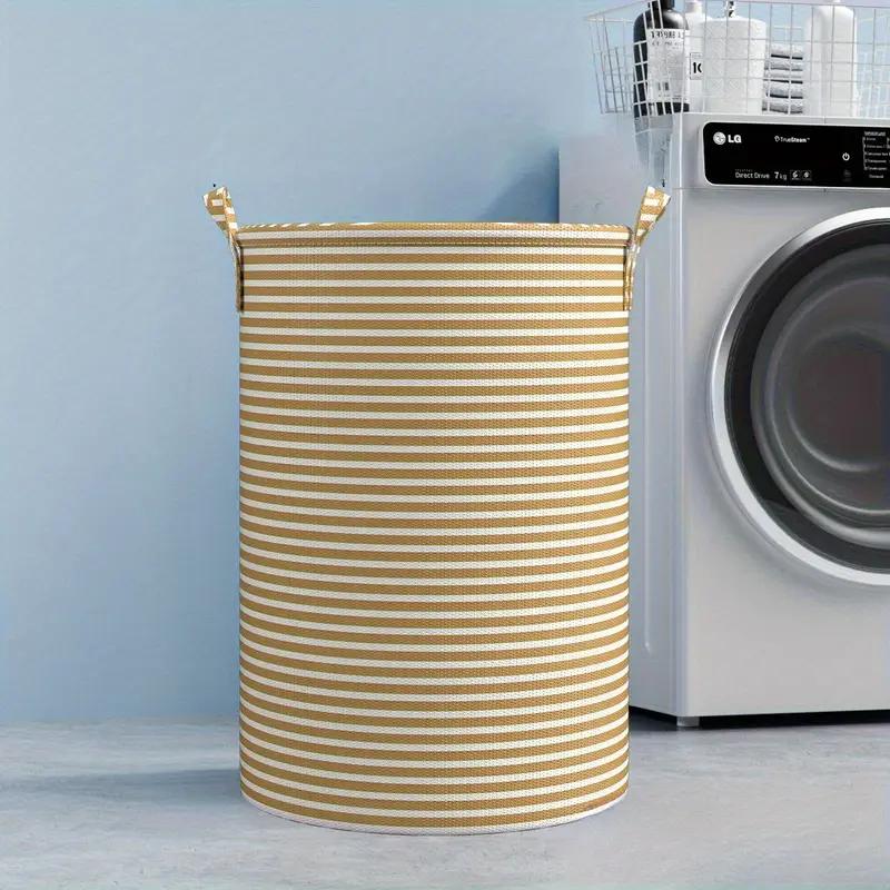 

Foldable Minimalist Striped Laundry Baskets Multi Use Collapsible Storage Organizer For Bathroom Bedroom Toy Clothes Home 1 Pack жовтий