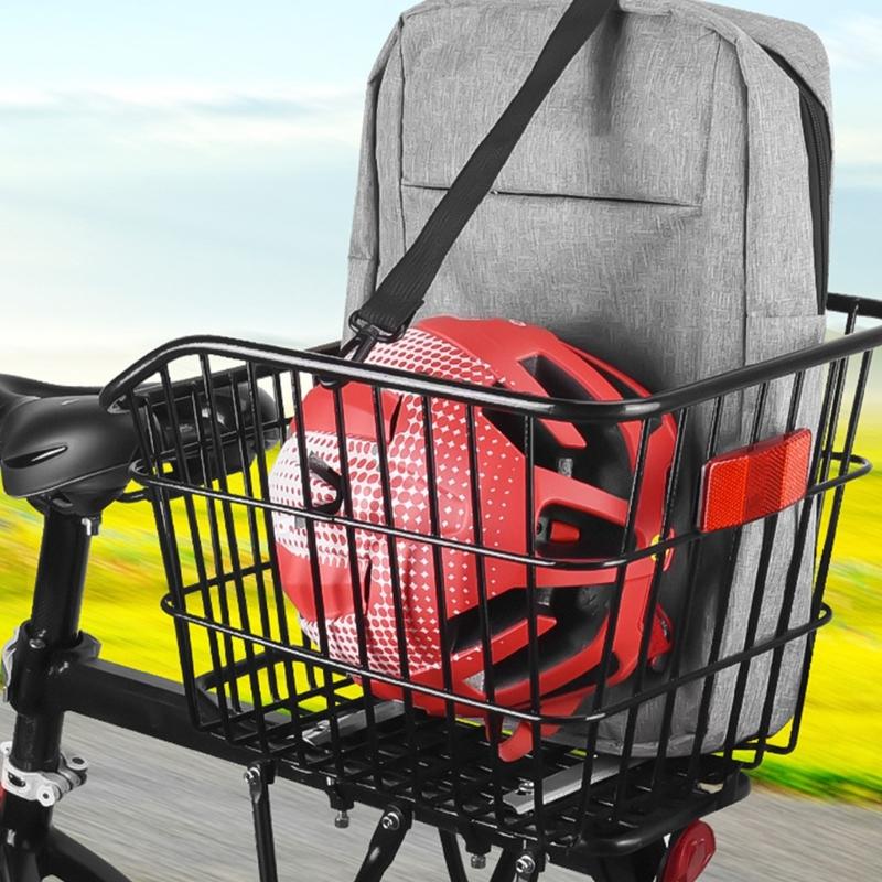 Metal Front Handlebar Bicycles Basket Mountain Bike Folding Hanging Basket with Removable Liner Bag Bike Accessories