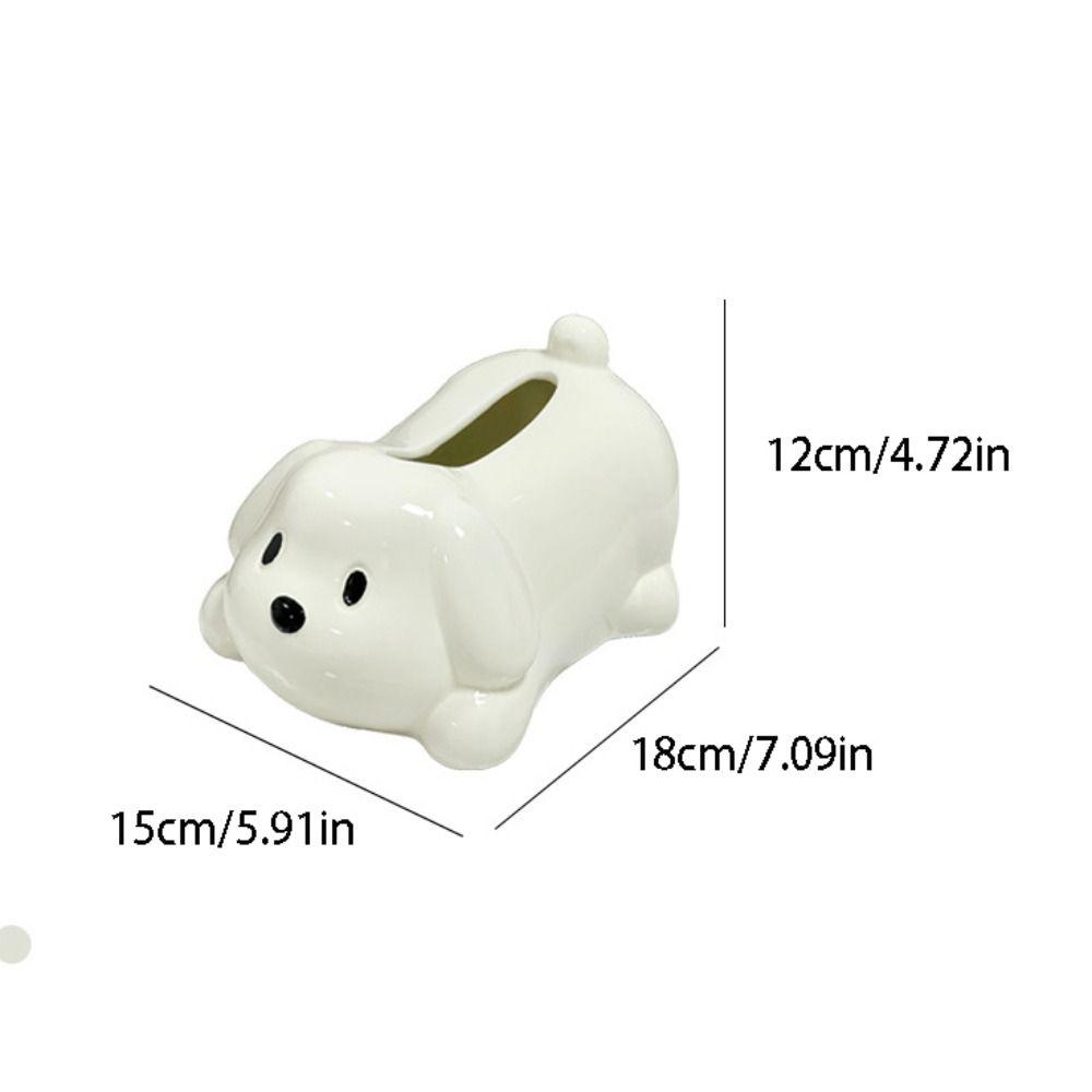 Cute Dog Tissue Box Ceramic Toilet Paper Box Animal Shape Napkin Holder  Bedside