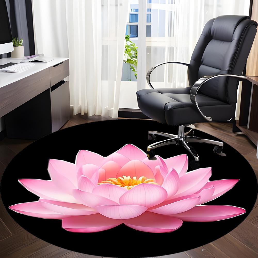 1pc Lotus Flower Chair Carpet for Office, Round Non Slip Durable Large Size Office Carpet, Suitable for Office