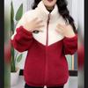 Korean-Style Plus Size Patchwork Cotton Coat - Autumn/Winter 2023 Lamb Fleece Casual Jacket for Women